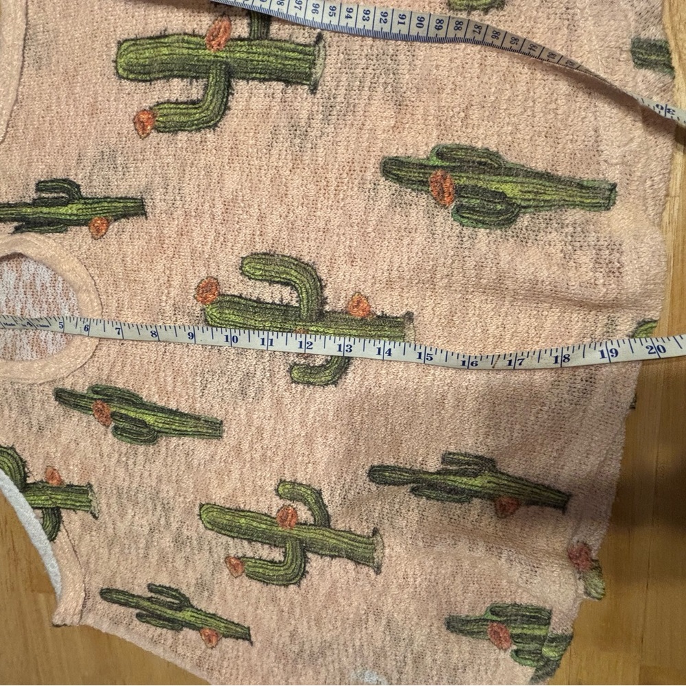 Boho Cactus Burnout Tank Top Western Coastaal Cowgirl Desert Aesthetic Flowy M - Picture 10 of 10
